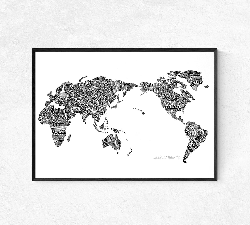 World Map Print on Canvas